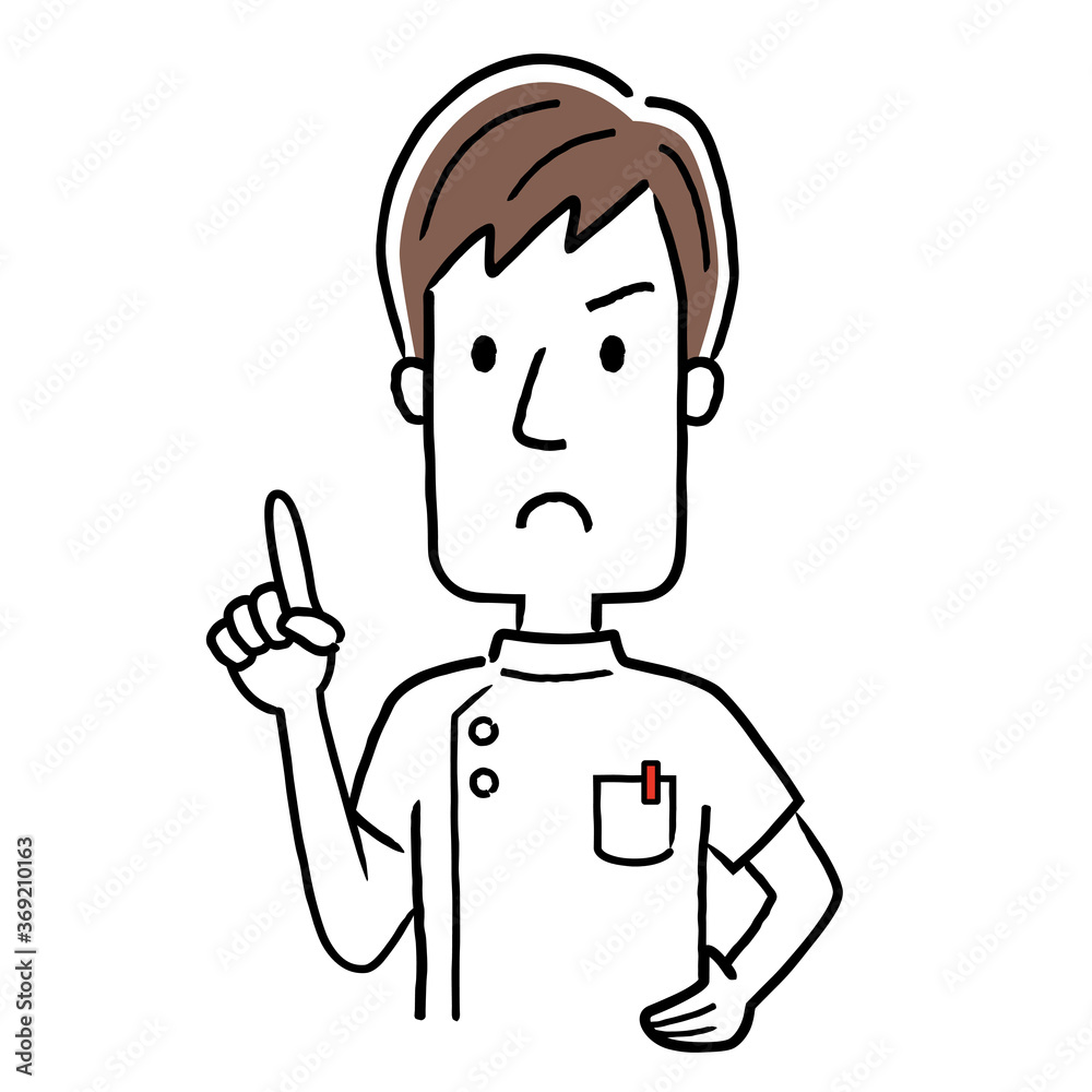Vector illustration material: male nurse with a serious expression