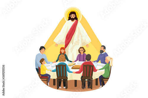 Christianity, family, meal, religion, protection, prayer, care, worship, support concept