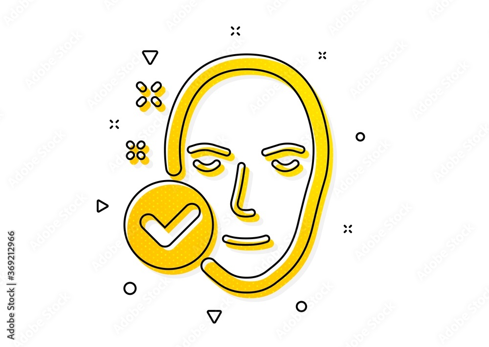 Face care sign. Health skin icon. Cosmetic lotion symbol. Yellow circles pattern. Classic health skin icon. Geometric elements. Vector Face care sign. Health skin icon. Cosmetic lotion symbol. Yellow circles pattern. Classic health skin icon. Geometric elements. Vector