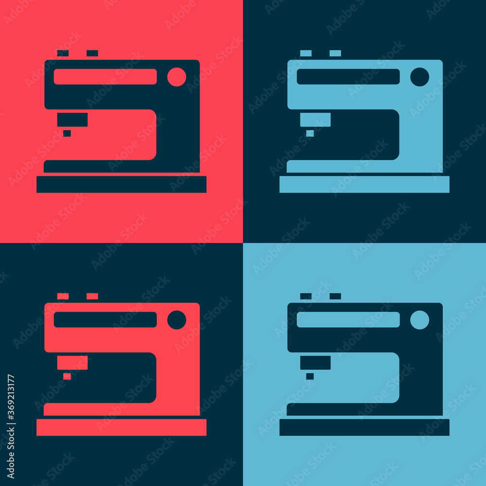 Pop art Sewing machine icon isolated on color background. Vector Illustration. Pop art Sewing machine icon isolated on color background. Vector Illustration.