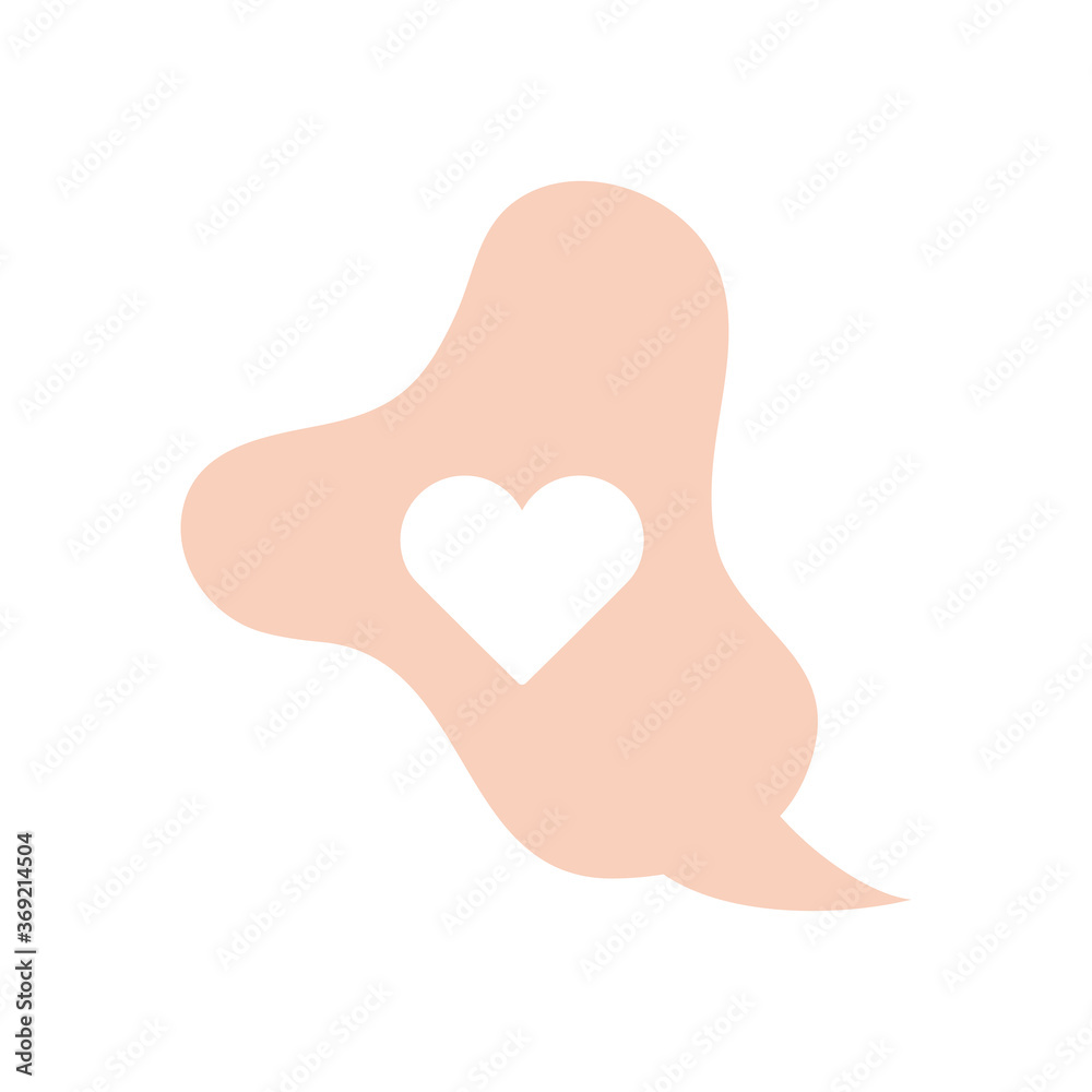 slang bubble concept, pink bubble with heart icon, line fill style slang bubble concept, pink bubble with heart icon, line fill style