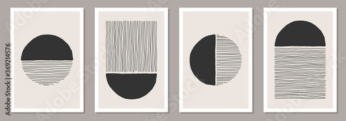 Trendy set of abstract creative minimalist artistic hand painted compositions photo