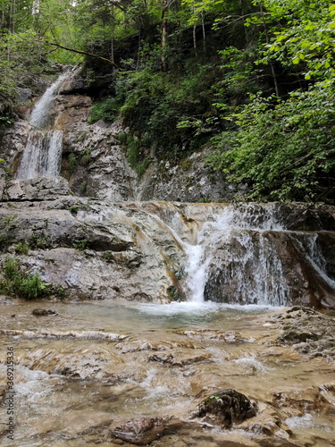 Beautiful waterfall at Berchtesgaden National Park  Germany  Bavaria