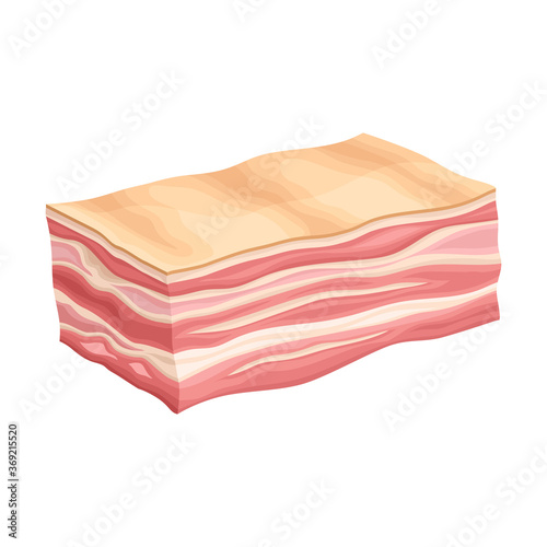 Lard Slab or High-fat Bacon as Meat Product Vector Illustration
