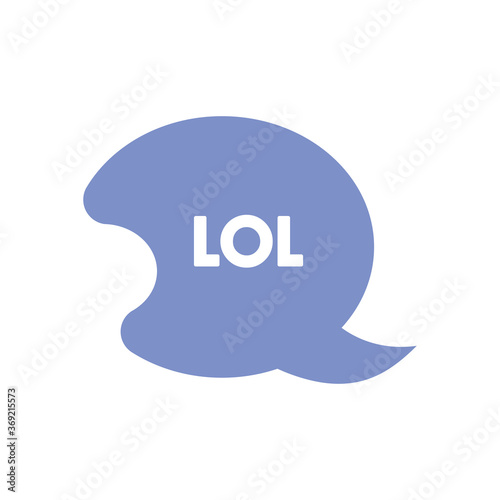 slang bubble concept, purple speech bubble with lol word, line fill style