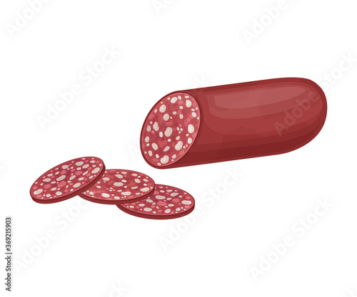 Salami or Sausage as Meat Product Vector Illustration