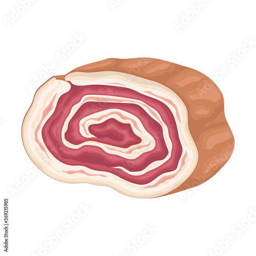 Lard Slab or High-fat Bacon as Meat Product Vector Illustration