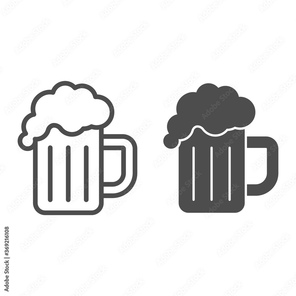 Beer cup thin line icon. Beer pint glass vector illustration isolated on  white. Mug outline style design, designed for web and app. Eps 10., Stock  vector