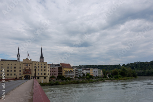 Blick auf das Brucktor und die Altstadt von Wasserburg am Inn photo