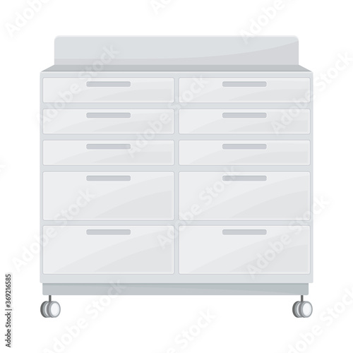 Wheeled Surgical Drawer as Mobile Furniture Item Vector Illustration
