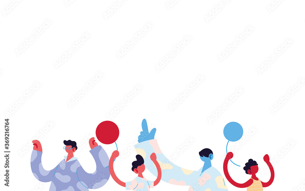 Fathers and sons cartoons with balloons vector design Fathers and sons cartoons with balloons vector design