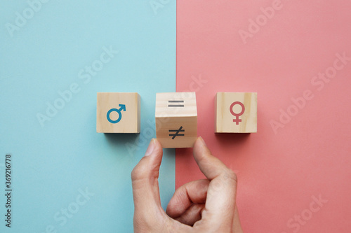 Equality and non-equality between men and women. Gender equality and tolerance photo