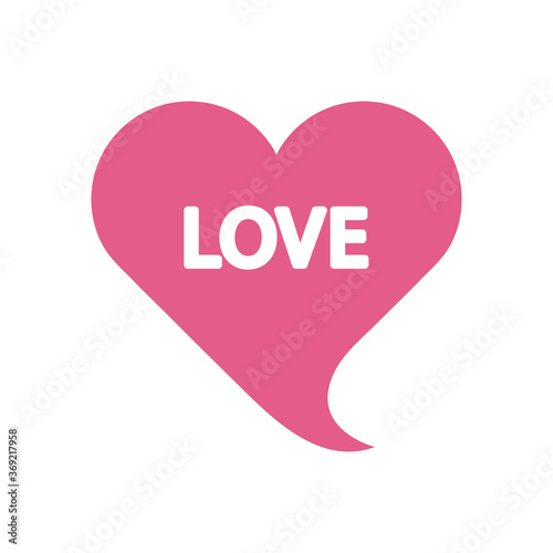 slang bubbles concept, heart bubble with love word, flat style