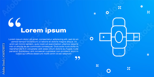 White line Knee pads icon isolated on blue background. Extreme sport. Skateboarding, bicycle, roller skating protective gear. Vector Illustration.