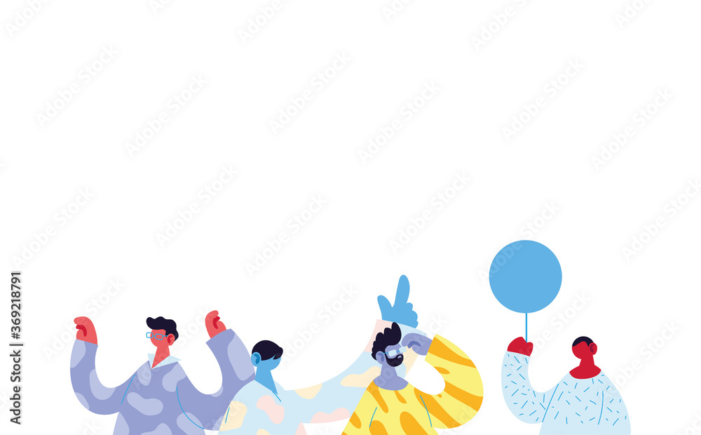 Men avatars cartoons with balloon vector design Men avatars cartoons with balloon vector design