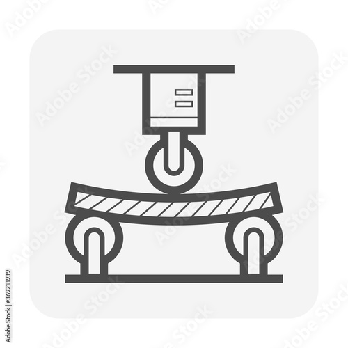 Wood floor material testing or bending testing vector icon design.