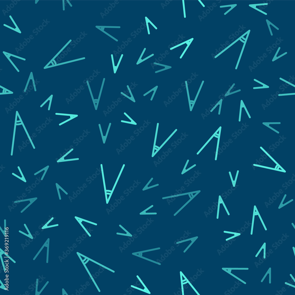 Green line Acute angle of 45 degrees icon isolated seamless pattern on blue background. Vector Illustration. Green line Acute angle of 45 degrees icon isolated seamless pattern on blue background. Vector Illustration.