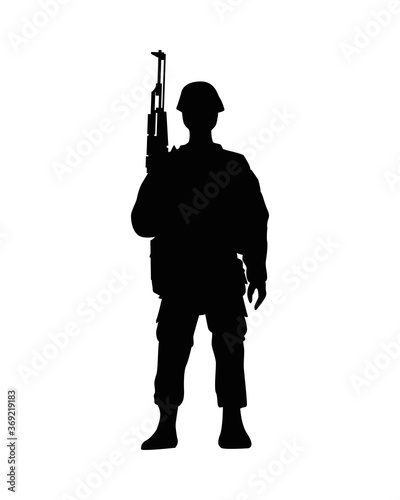 soldier military with rifle silhouette figure