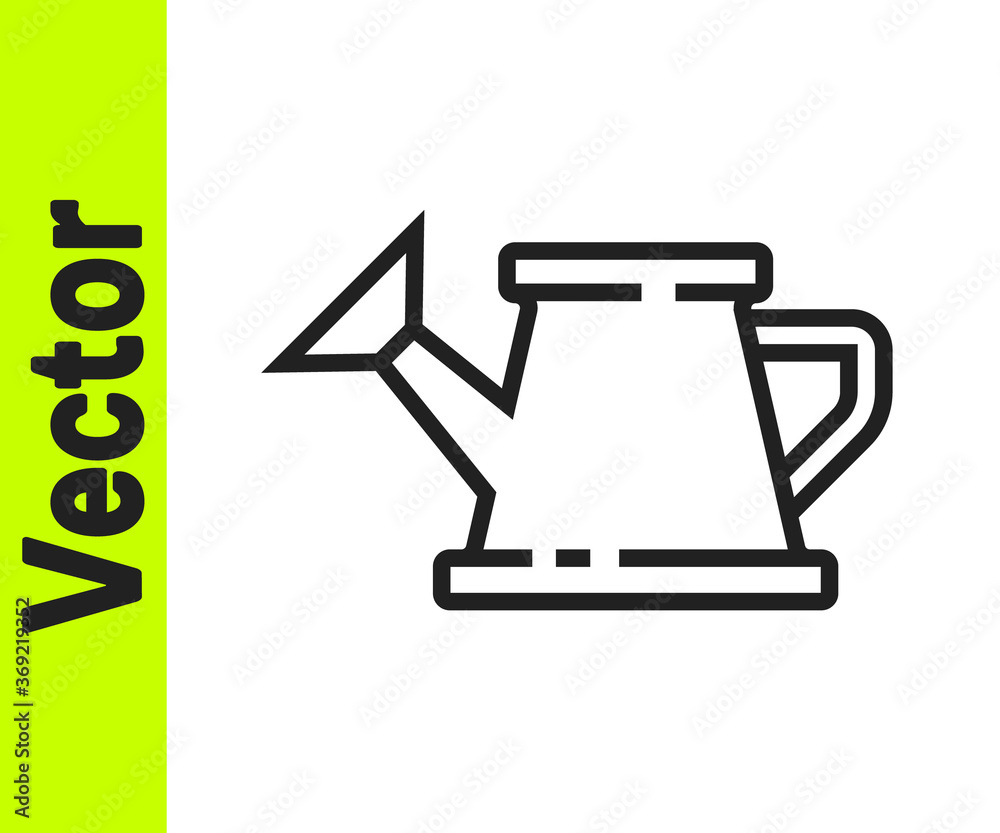 Black line Watering can icon isolated on white background. Irrigation symbol. Vector Illustration. Black line Watering can icon isolated on white background. Irrigation symbol. Vector Illustration.