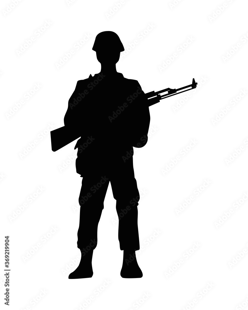 soldier military with rifle silhouette figure soldier military with rifle silhouette figure