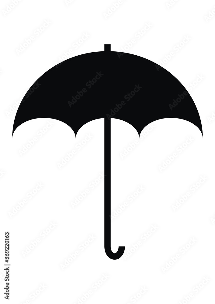 umbrella, black silhouette, vector icon