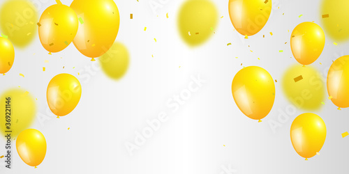 Yellow balloons confetti concept design Celebration Vector illustration.
