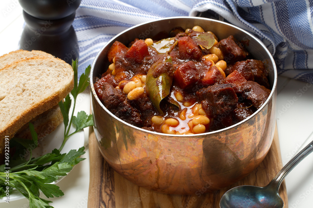 Homemade beef and white beans stew