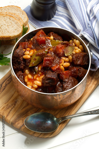 Homemade beef and white beans stew