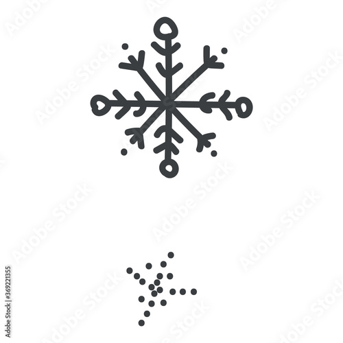 Seamless winter snowflake set illustration clipart. Simple gender neutral nursery festive scrapbook sticker. Kids whimsical cute hand drawn cartoon christmas motif.