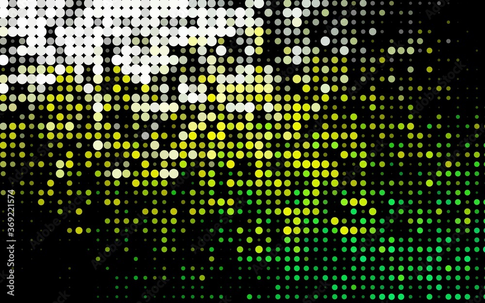 Dark Green, Yellow vector backdrop with dots. Blurred decorative design in abstract style with bubbles. Design for business adverts.