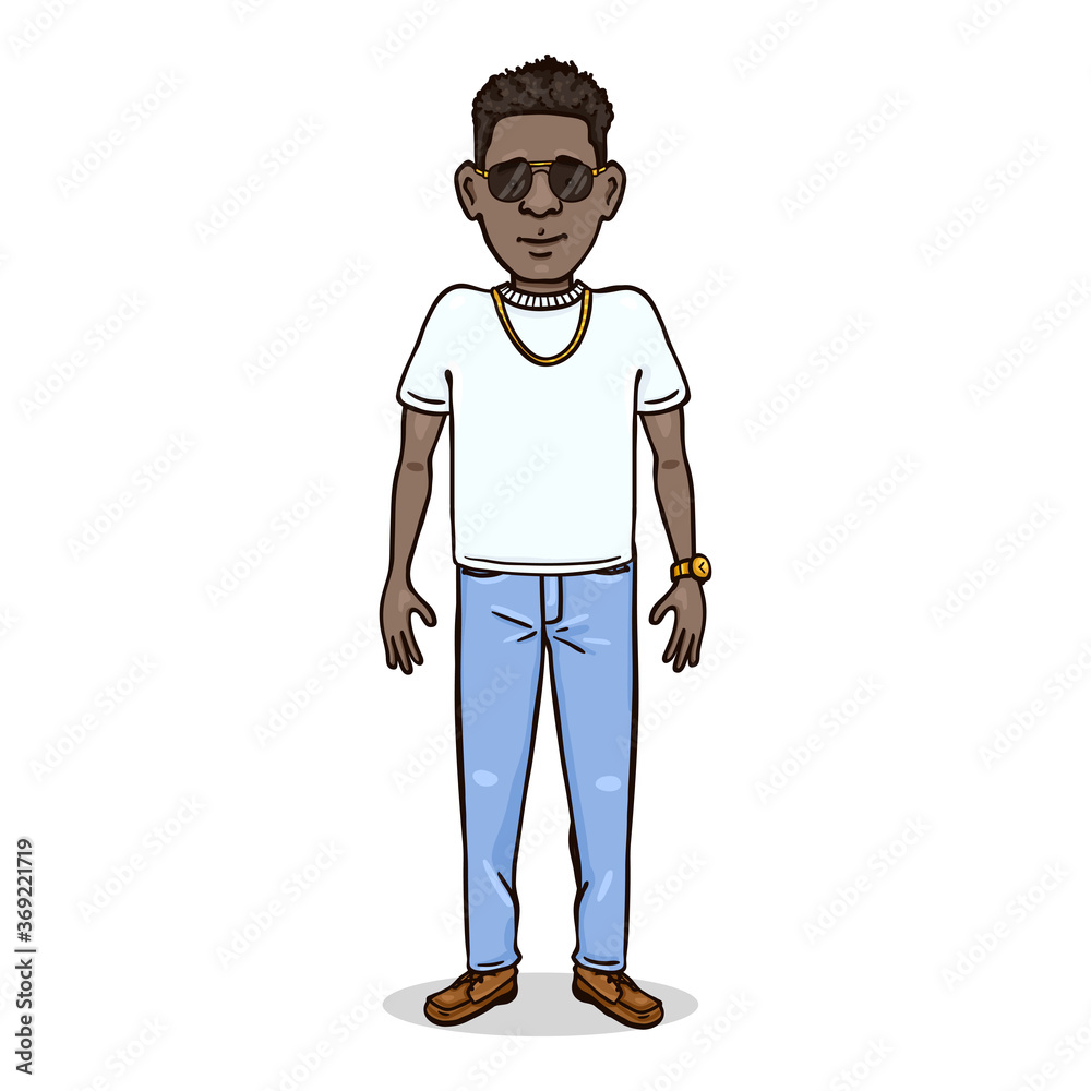 Vector Cartoon Character - Rich Young Afroamerican Man