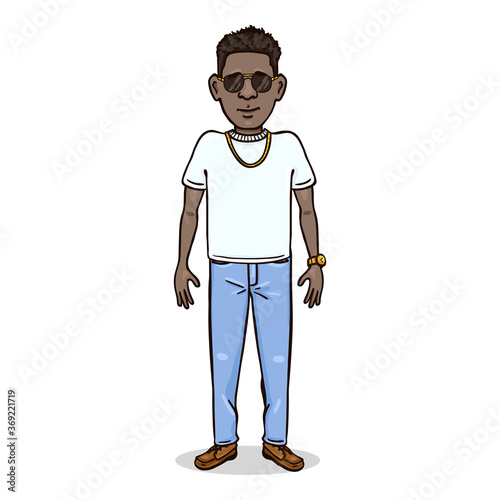 Vector Cartoon Character - Rich Young Afroamerican Man