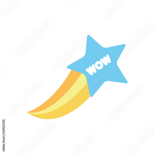 slang bubble concept, star with wow word, line fill style