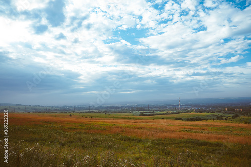 grass field and cloudy sky