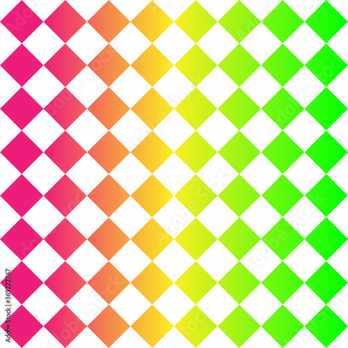Pink yellow green and white rhombuses seamless pattern. Vector illustration.