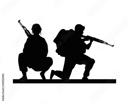 two soldiers military silhouettes figures photo