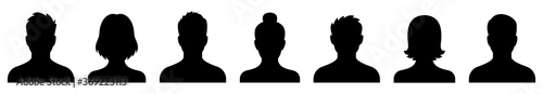 Avatar icon. Profile icons set. People icon. Man head. Woman head. Male and female avatars. Vector illustration