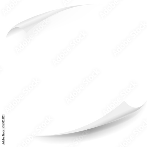 Page curl. Realistic blank clear page curl with shadow on white background. Simple notepaper template vector illustration