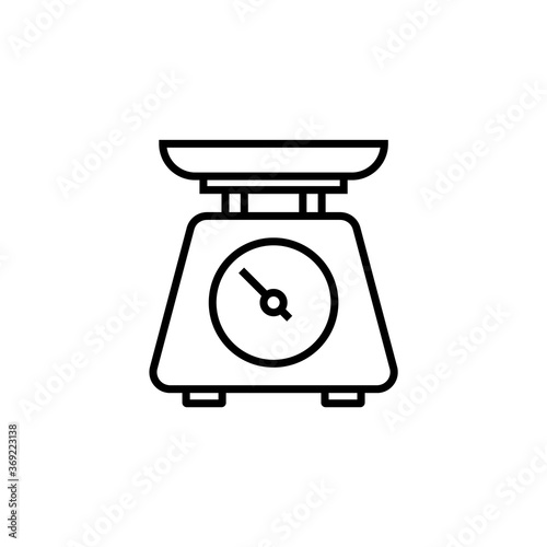 Scales for weighing, vector linear icon.