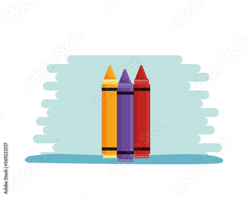 crayons school supplies isolated icons