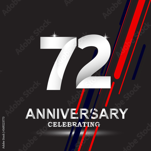 72 anniversary logo vector template. Design for banner, greeting cards or print