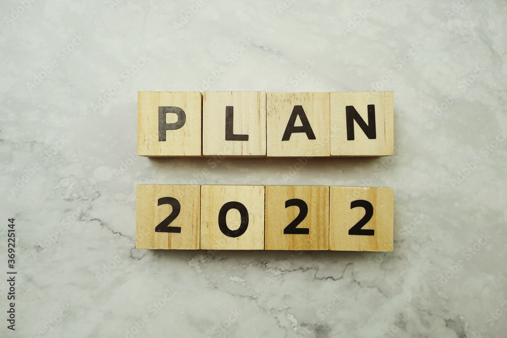 Plan 2022 alphabet letter on marble background Plan 2022 alphabet letter on marble background