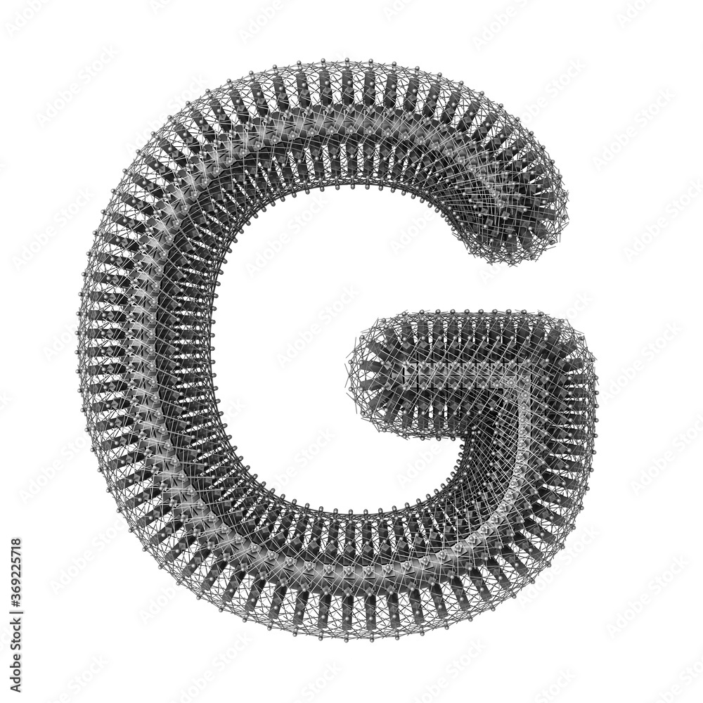 3d Metal wire isolated creative letter G 3d Metal wire isolated creative letter G
