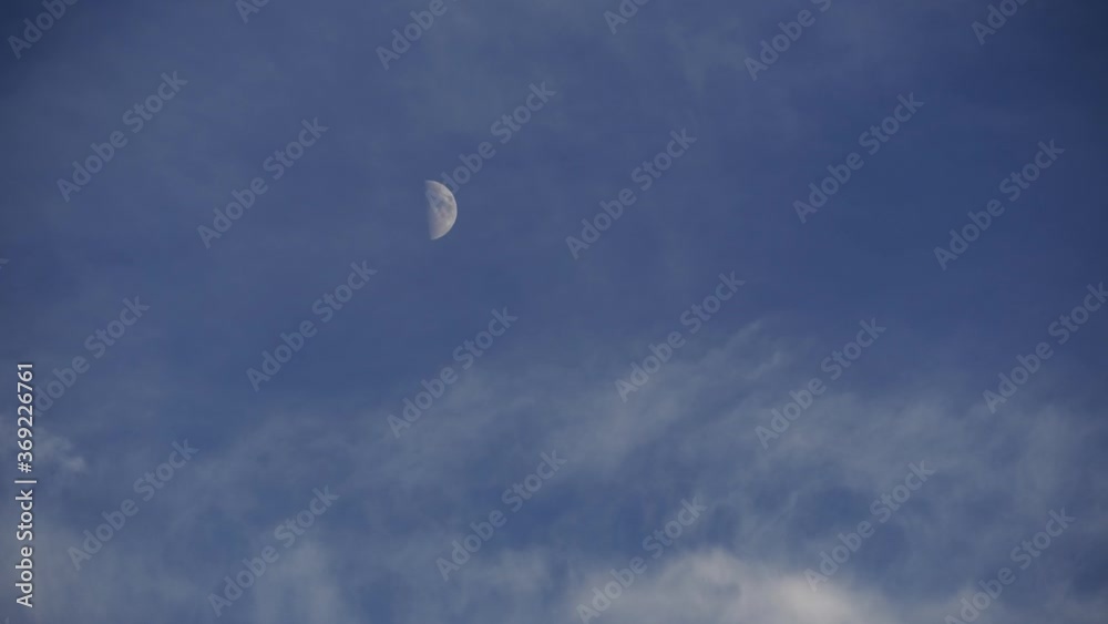 Timelapse of moon and blue sky with soft clouds
Timelapse of moon and blue sky with soft clouds