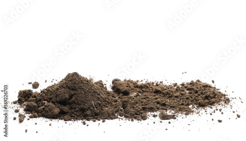Dirt, soil pile isolated on white background