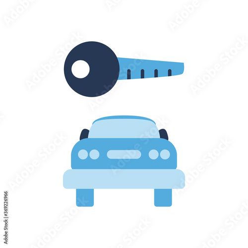 parking road sign and car flat style icon vector design