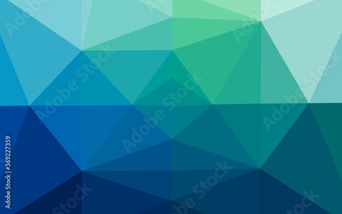 Dark Blue, Green vector shining triangular background. Geometric illustration in Origami style with gradient. New texture for your design.