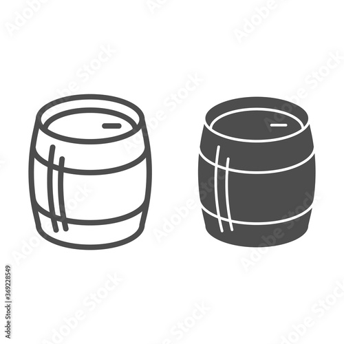 Tank of beer line and solid icon, Craft beer concept, Beer Barrel sign on white background, Storage tank for beverage icon in outline style for mobile concept and web design. Vector graphics.