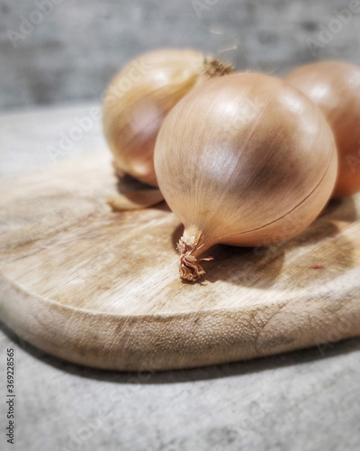 Zwiebeln auf Holzbrettchen  photo