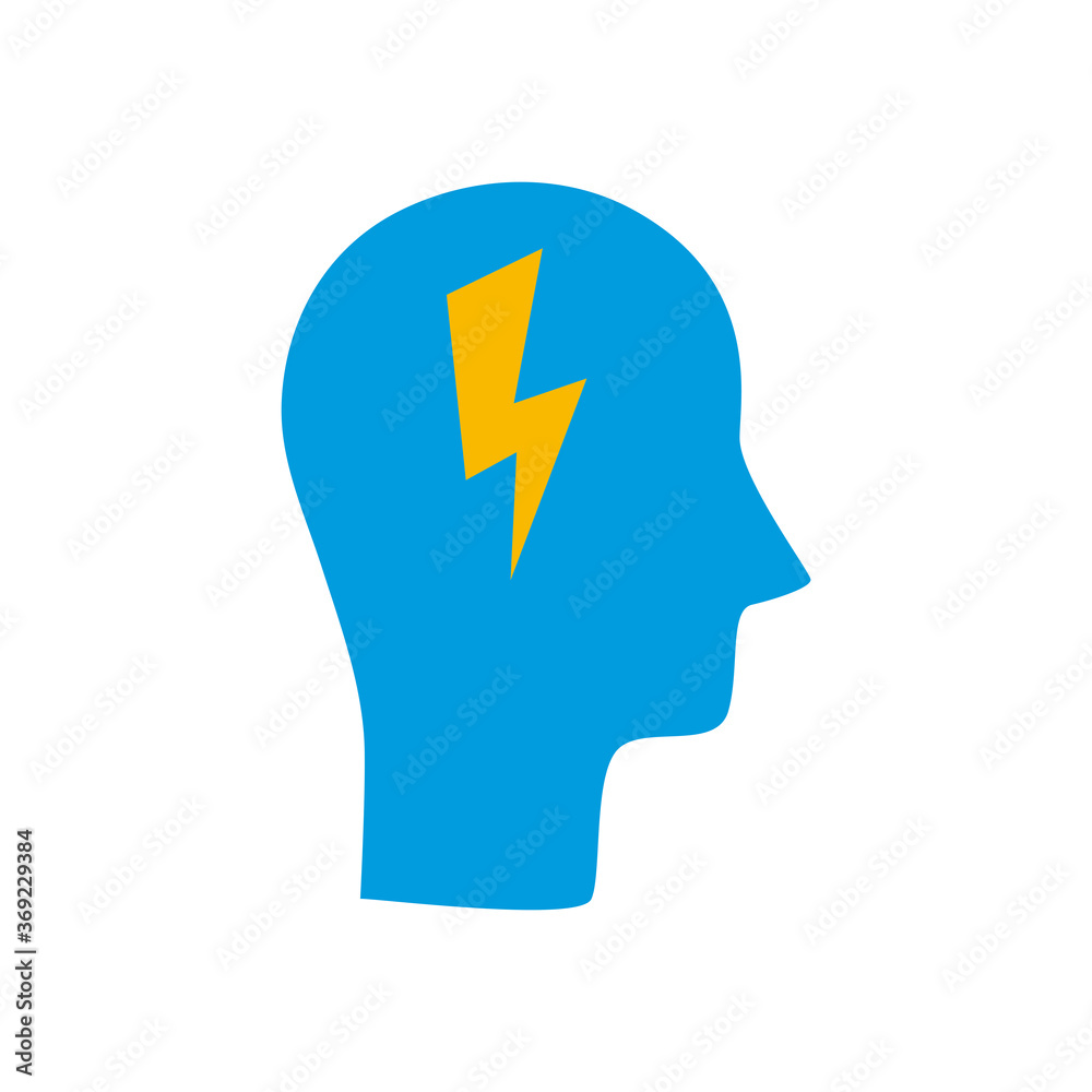 head with thunder line and fill style icon vector design head with thunder line and fill style icon vector design